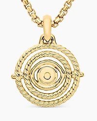 Evil Eye Mobile Amulet in 18K Yellow Gold with Pavé Emeralds and Diamonds, 20.5mm