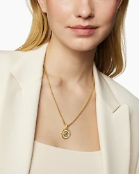 Evil Eye Mobile Amulet in 18K Yellow Gold with Pavé Emeralds and Diamonds, 20.5mm