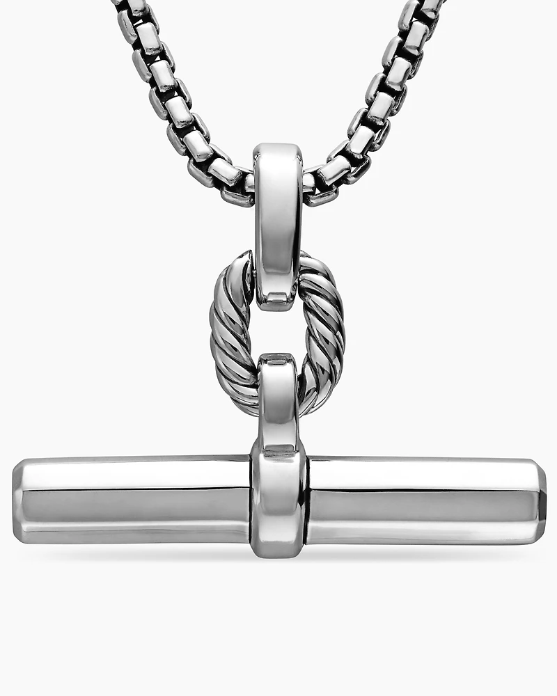 Lexington E/W Barrel Pendant  in Sterling Silver, 36mm