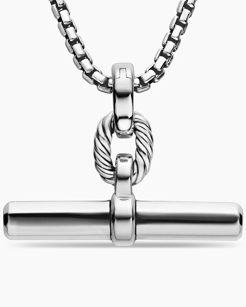 Lexington E/W Barrel Pendant  in Sterling Silver, 36mm