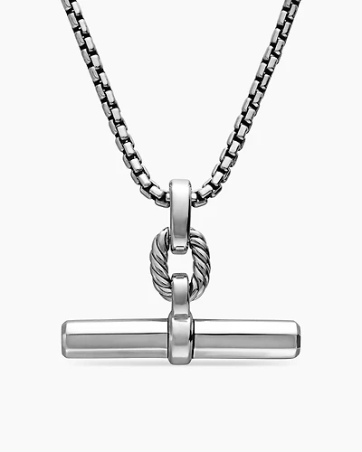 Lexington E/W Barrel Pendant  in Sterling Silver, 36mm