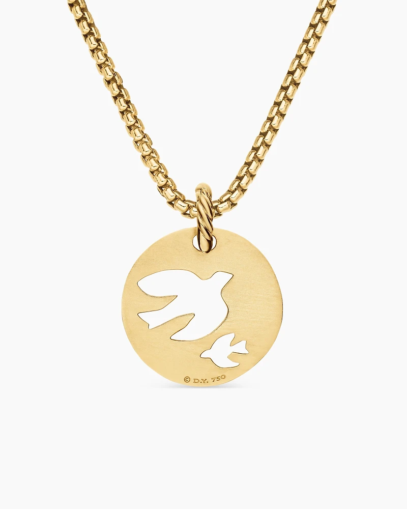 DY Elements® Dove Pendant in 18K Yellow Gold with Diamonds, 21.7mm