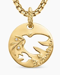 DY Elements® Dove Pendant in 18K Yellow Gold with Diamonds, 21.7mm