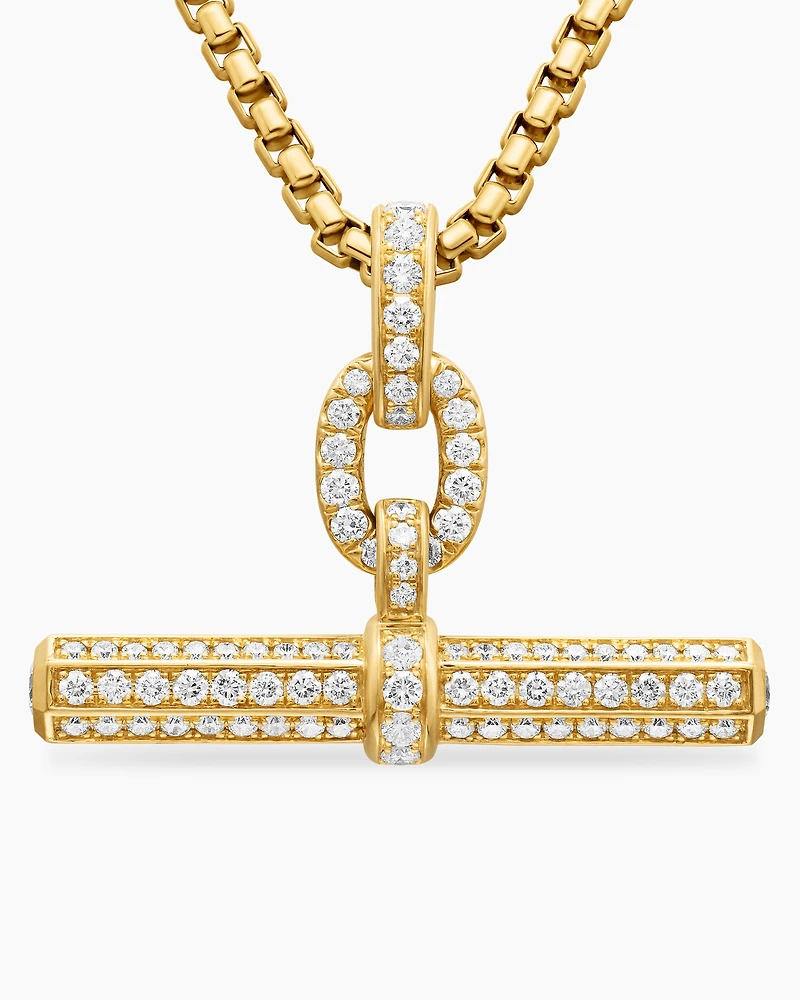 Lexington E/W Barrel Pendant in 18K Yellow Gold with Diamonds
