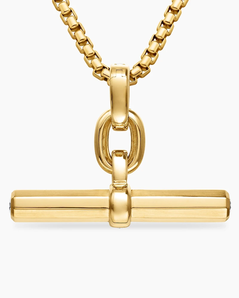 Lexington E/W Barrel Pendant in 18K Yellow Gold with Diamonds