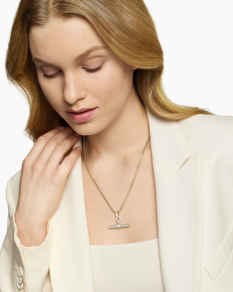 Lexington E/W Barrel Pendant in 18K Yellow Gold with Diamonds