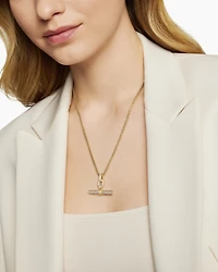 Lexington E/W Barrel Pendant in 18K Yellow Gold with Diamonds
