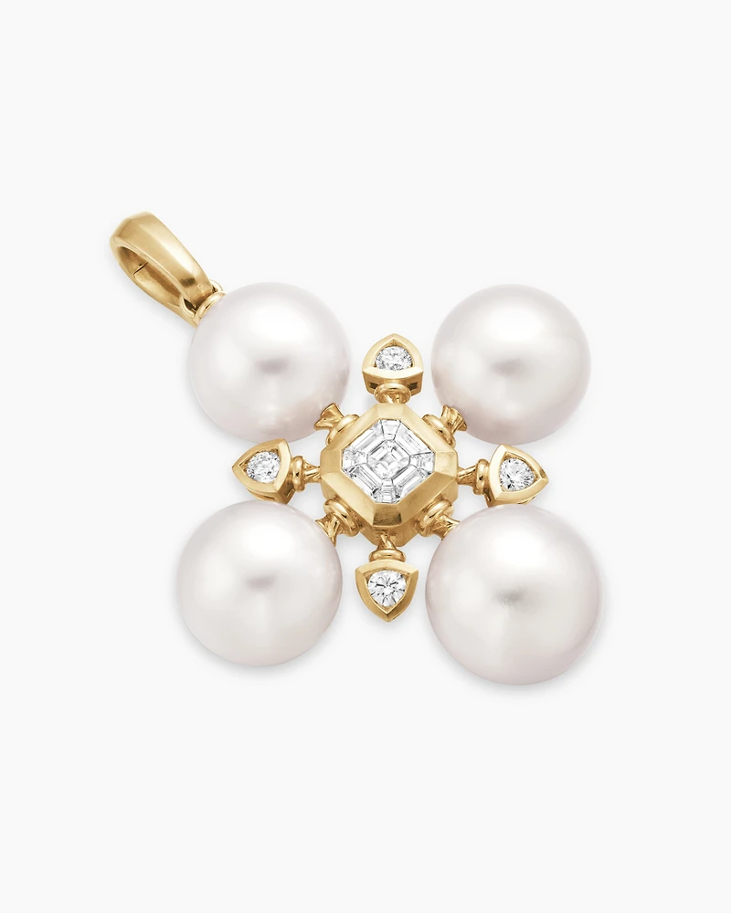 Renaissance Pearl Pendant in 18K Yellow Gold with Pearls and Diamonds