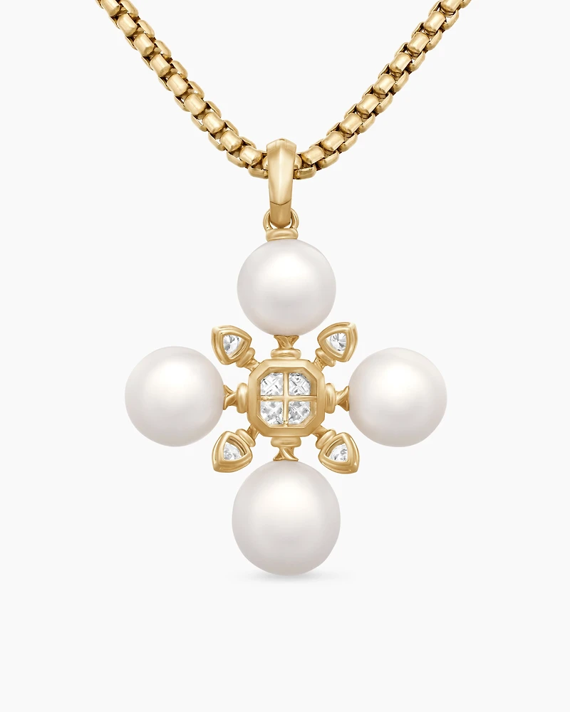 Renaissance Pearl Pendant in 18K Yellow Gold with Pearls and Diamonds