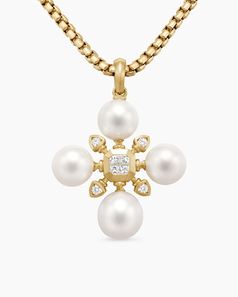 Renaissance Pearl Pendant in 18K Yellow Gold with Pearls and Diamonds