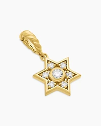 Star of David Pendant in 18K Yellow Gold with Diamonds, 17.2mm