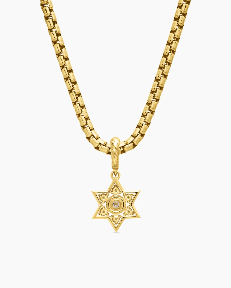 Star of David Pendant in 18K Yellow Gold with Diamonds, 17.2mm