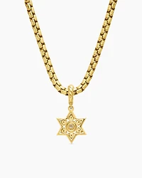 Star of David Pendant in 18K Yellow Gold with Diamonds, 17.2mm