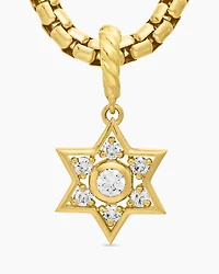 Star of David Pendant in 18K Yellow Gold with Diamonds, 17.2mm