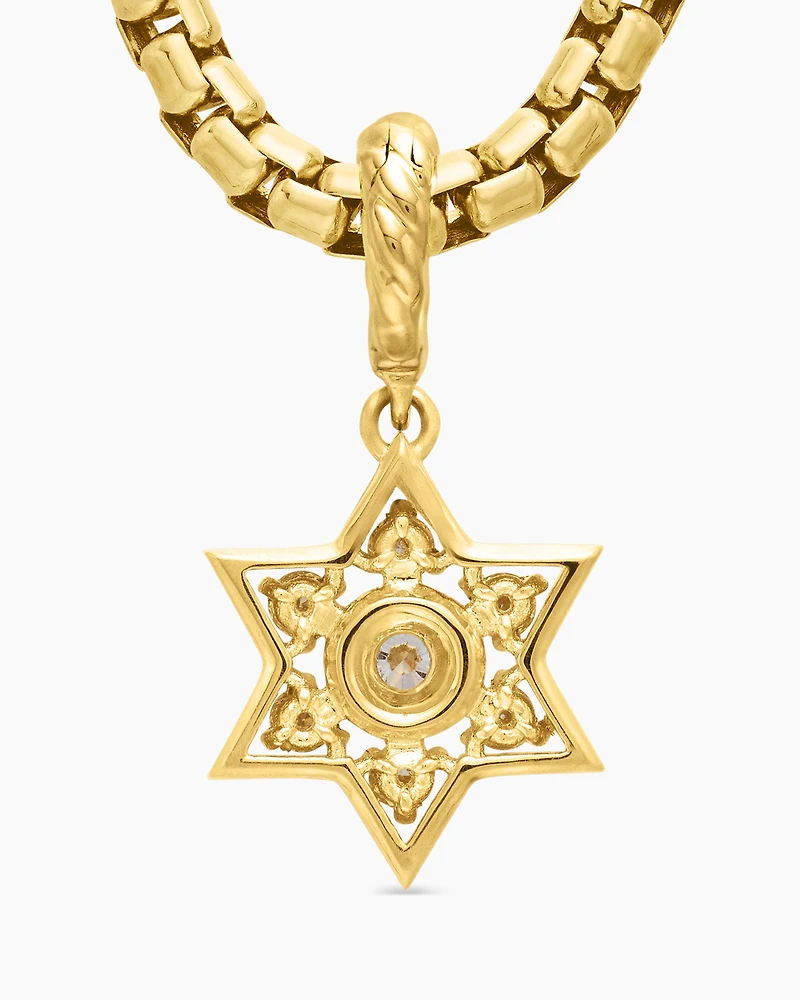 Star of David Pendant in 18K Yellow Gold with Diamonds, 17.2mm