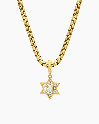 Star of David Pendant in 18K Yellow Gold with Diamonds, 17.2mm