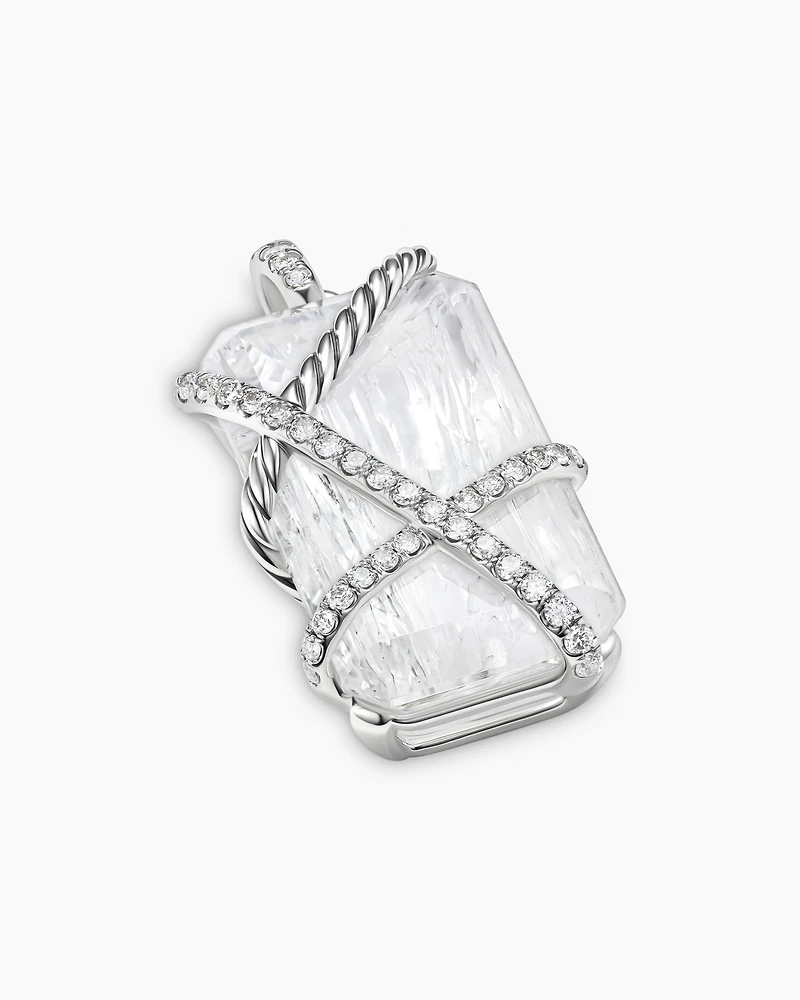 Cable Wrap Amulet in Sterling Silver with Crystal and Diamonds, 40.7mm