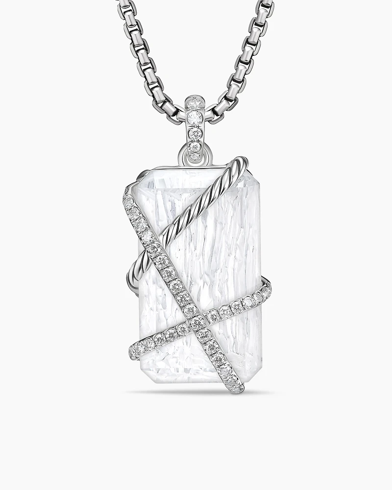 Cable Wrap Amulet in Sterling Silver with Crystal and Diamonds, 40.7mm