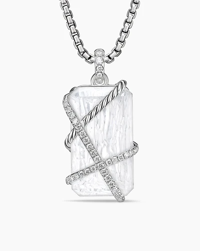 Cable Wrap Amulet in Sterling Silver with Crystal and Diamonds, 40.7mm