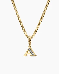 Pavé Initial Pendant in 18K Yellow Gold with Diamond A