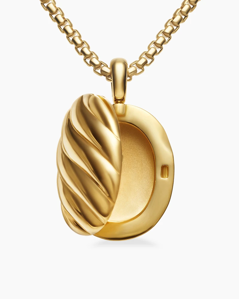Sculpted Cable Locket in 18K Yellow Gold, 32mm