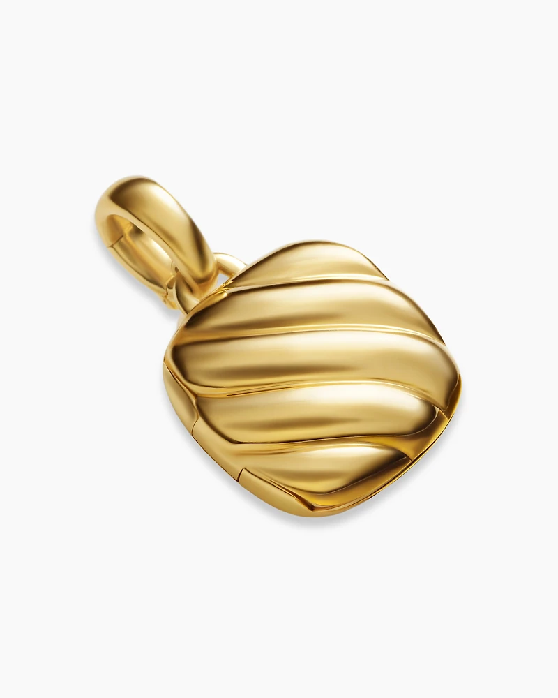 Sculpted Cable Square Locket in 18K Yellow Gold, 22.5mm
