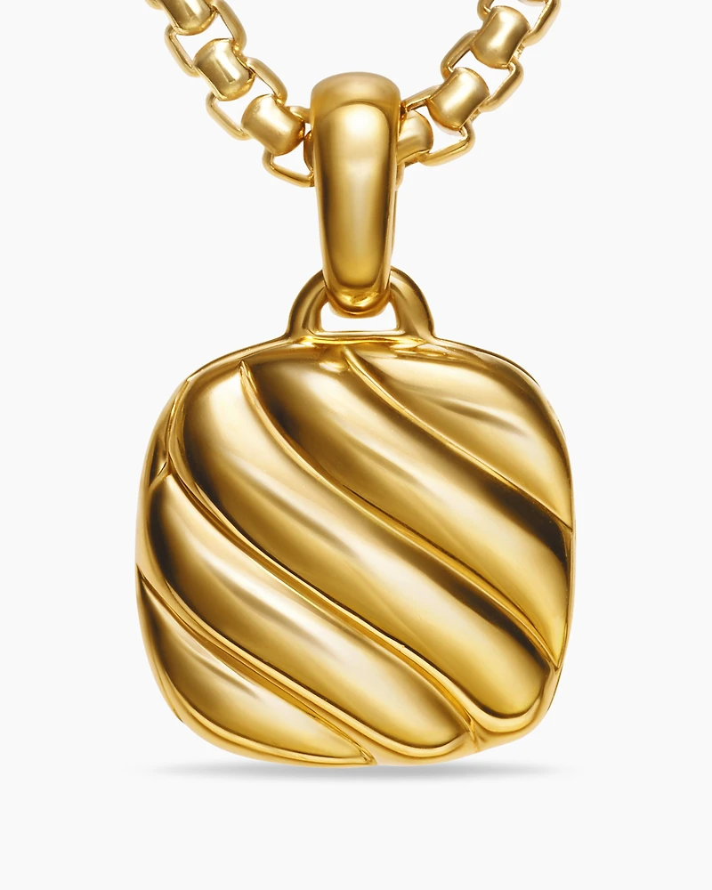 Sculpted Cable Square Locket in 18K Yellow Gold, 22.5mm