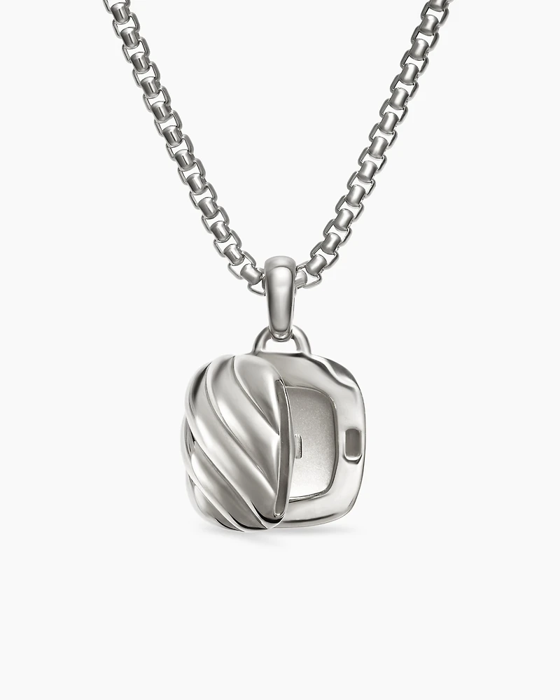 Sculpted Cable Square Locket in Sterling Silver, 22.5mm