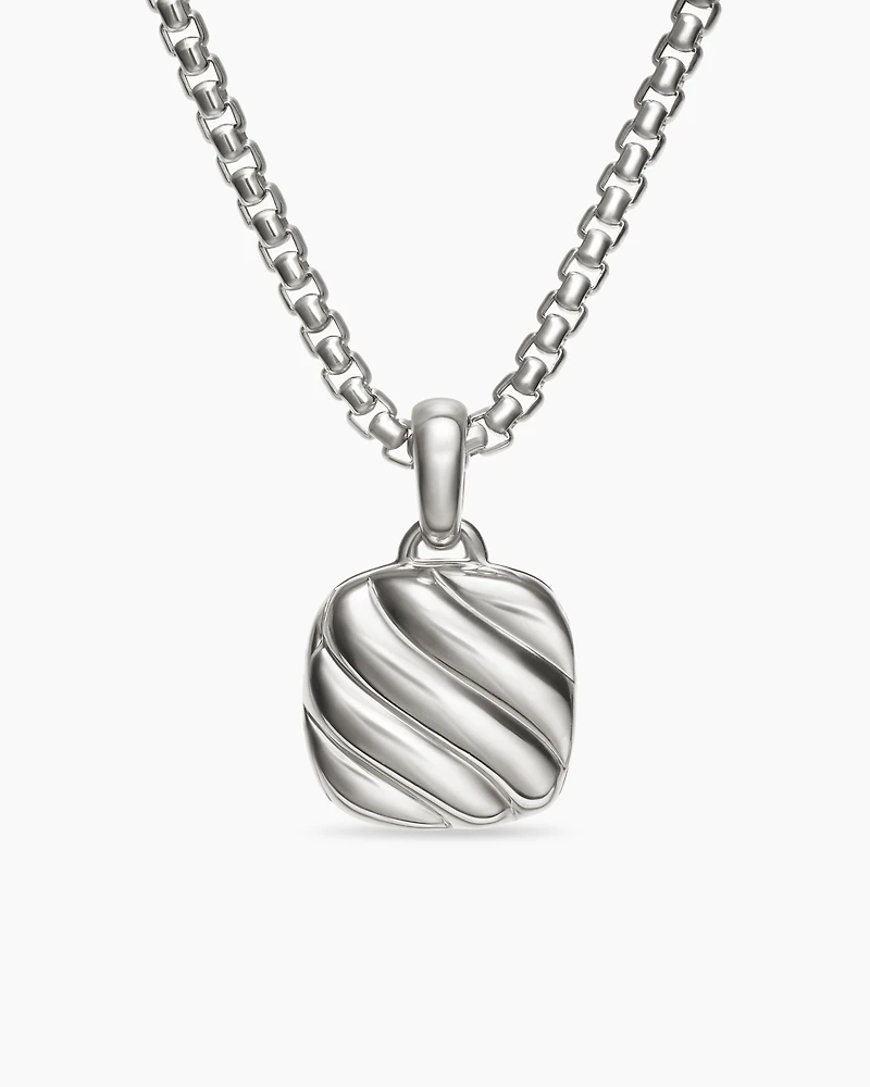 Sculpted Cable Square Locket in Sterling Silver, 22.5mm