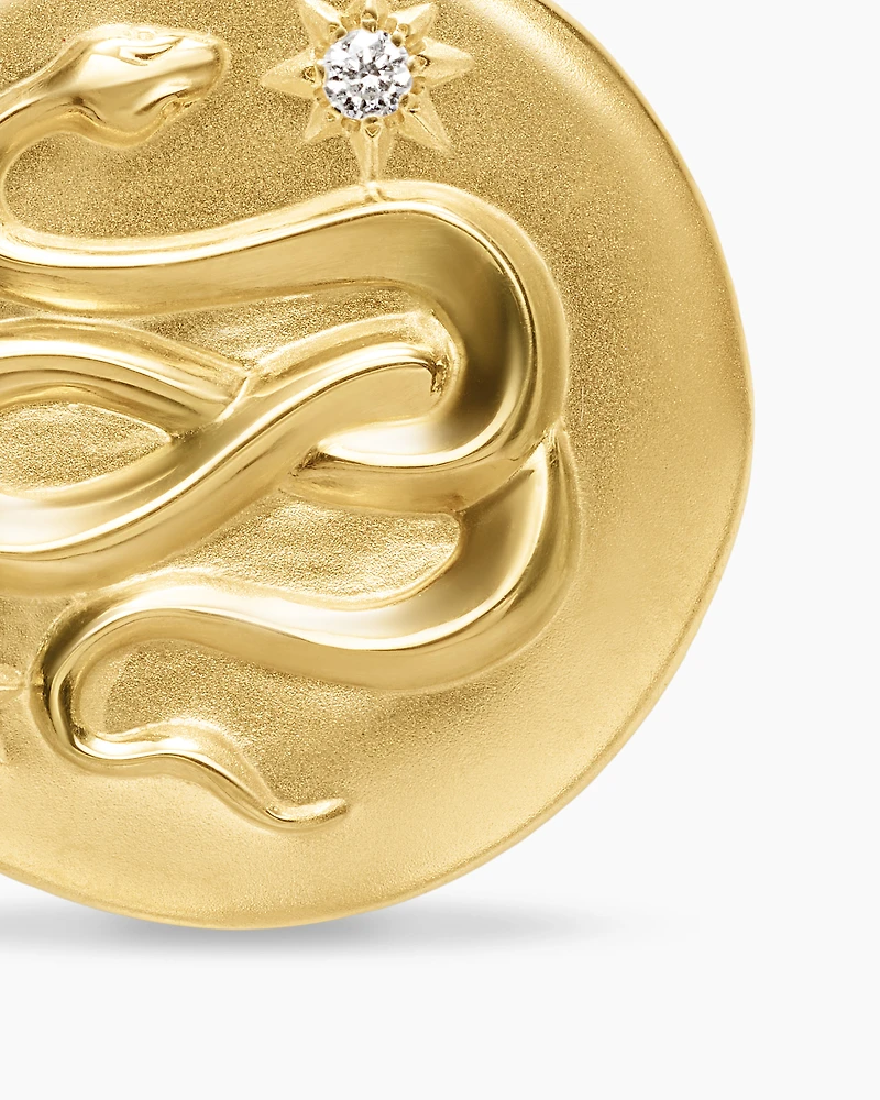 Snake Amulet in 18K Yellow Gold with Diamonds, 18.8mm