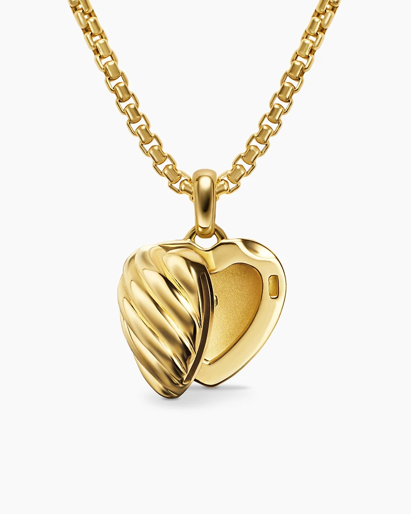 Sculpted Cable Heart Locket in 18K Yellow Gold, 23mm