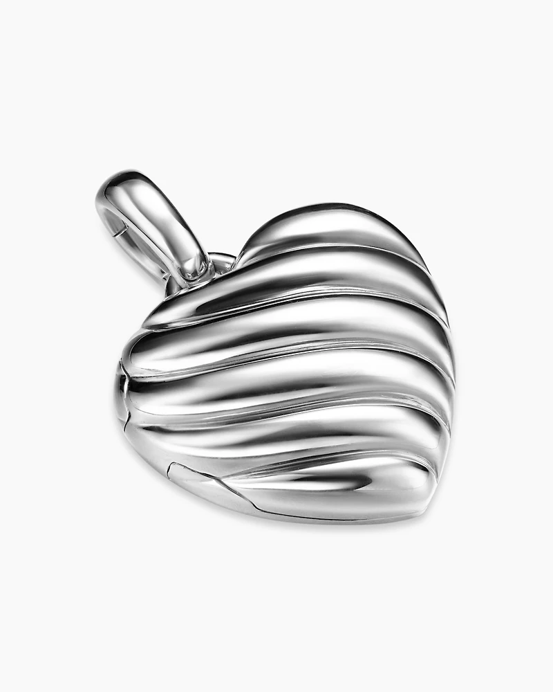 Sculpted Cable Heart Locket in Sterling Silver, 23mm