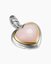 Heart Amulet in Sterling Silver and 18K Yellow Gold with Pink Opal, 17mm