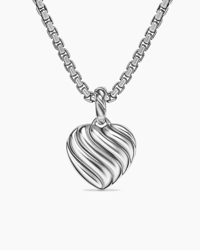 Heart Amulet in Sterling Silver and 18K Yellow Gold with Pink Opal, 17mm