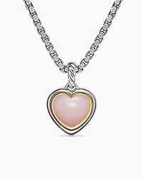 Heart Amulet in Sterling Silver and 18K Yellow Gold with Pink Opal, 17mm