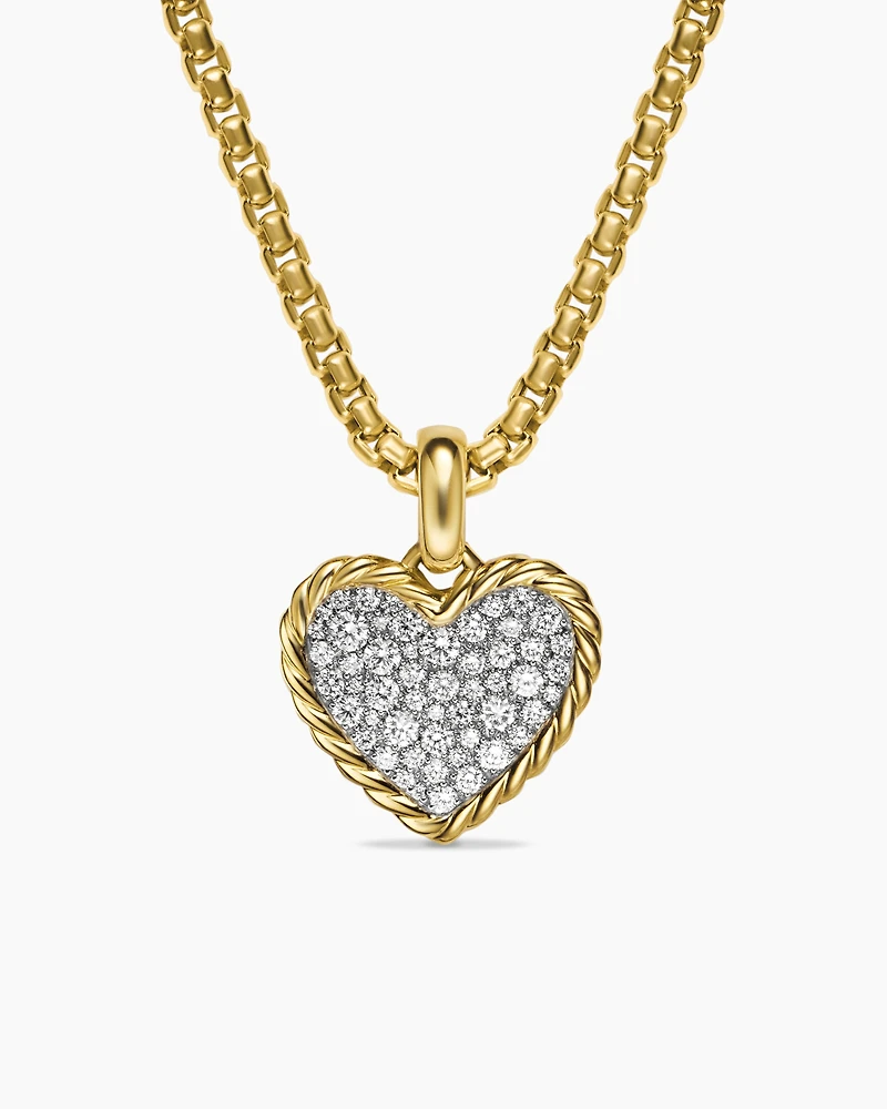Pavé Heart Amulet in 18K Yellow Gold with Diamonds, 15.6mm