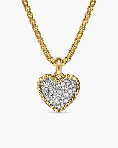 Pavé Heart Amulet in 18K Yellow Gold with Diamonds, 15.6mm