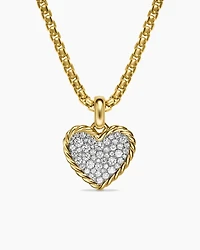 Pavé Heart Amulet in 18K Yellow Gold with Diamonds, 15.6mm