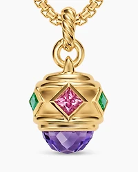 Renaissance® Amulet in 18K Yellow Gold with Amethyst, Pink Tourmaline and Tsavorites, 19.8mm