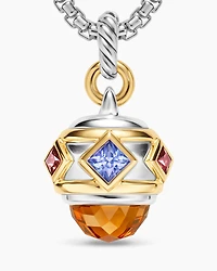 Renaissance® Amulet in Sterling Silver with 14K Yellow Gold, Madeira Citrine, Tanzanite and Rhodolite Garnet, 19.8mm