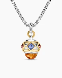 Renaissance® Amulet in Sterling Silver with 14K Yellow Gold, Madeira Citrine, Tanzanite and Rhodolite Garnet, 19.8mm