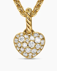 Petite Pavé Heart Amulet in 18K Yellow Gold with Diamonds, 7.4mm