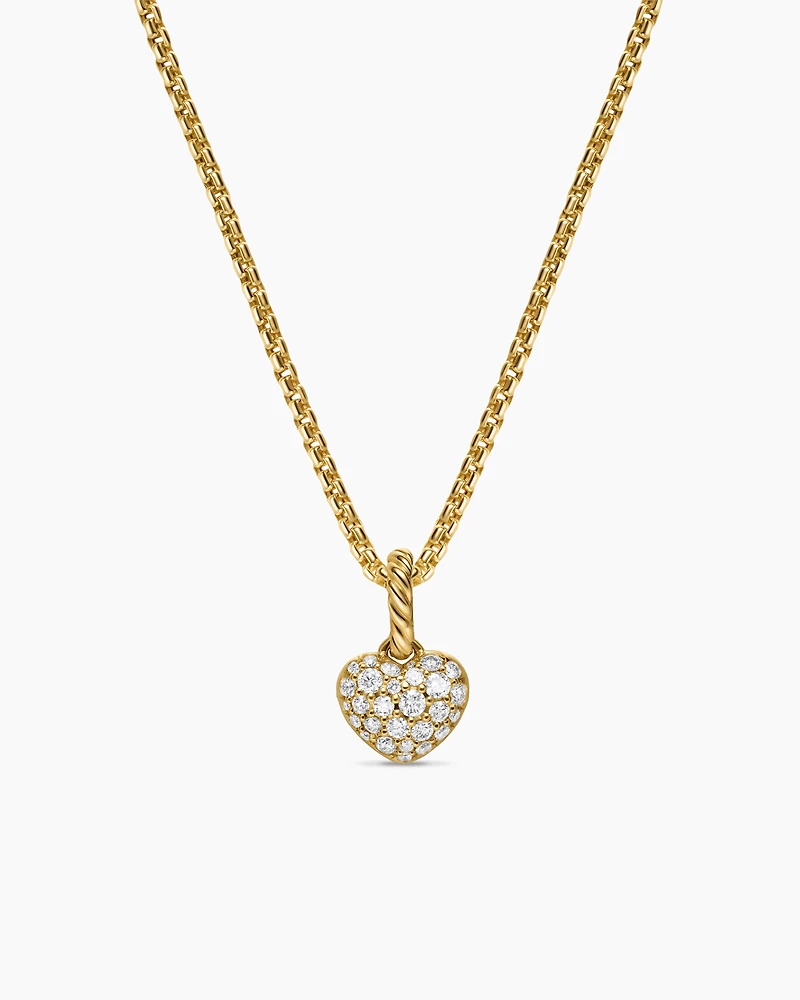 Petite Pavé Heart Amulet in 18K Yellow Gold with Diamonds, 7.4mm