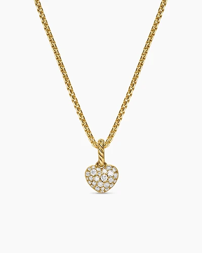 Petite Pavé Heart Amulet in 18K Yellow Gold with Diamonds, 7.4mm