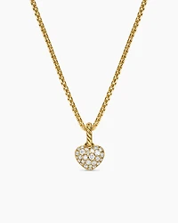 Petite Pavé Heart Amulet in 18K Yellow Gold with Diamonds, 7.4mm