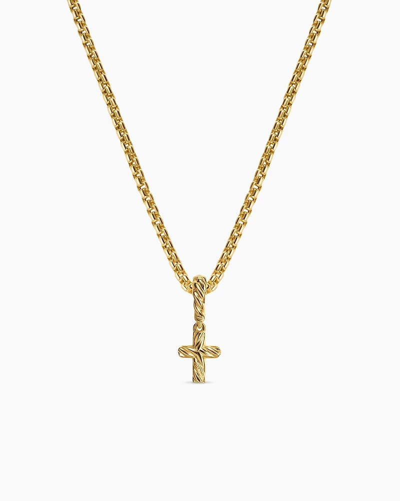 Micro Pavé Cross Amulet in 18K Yellow Gold with Diamonds, 8mm