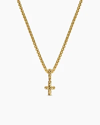 Micro Pavé Cross Amulet in 18K Yellow Gold with Diamonds, 8mm