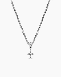 Micro Pavé Cross Amulet in Sterling Silver with Diamonds, 8mm