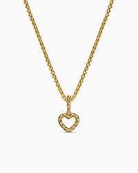 Micro Pavé Open Heart Amulet in 18K Yellow Gold with Diamonds, 6.8mm