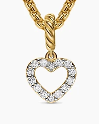 Micro Pavé Open Heart Amulet in 18K Yellow Gold with Diamonds, 6.8mm
